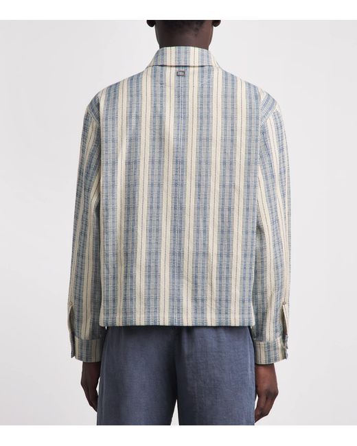 Wooyoungmi White Cotton Textured Stripe Shirt for men