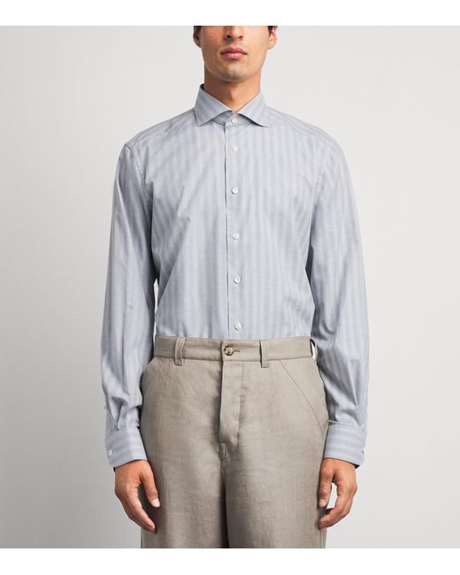 Eton of Sweden Blue Cotton Mélange Plaid Contemporary Fit Shirt for men