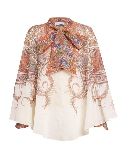 Zimmermann White Ramie Paisley Rhiannon Blouse