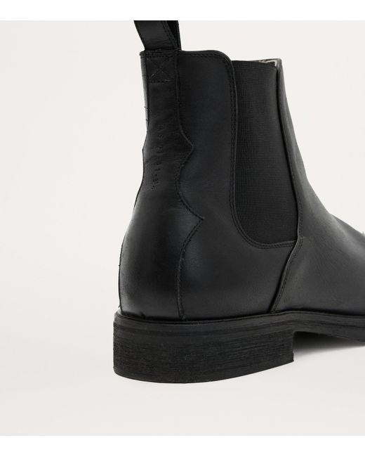 AllSaints Black Leather Creed Chelsea Boots for men