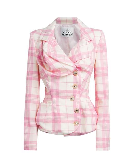 Vivienne Westwood Pink Check Asymmetric Drunken Jacket