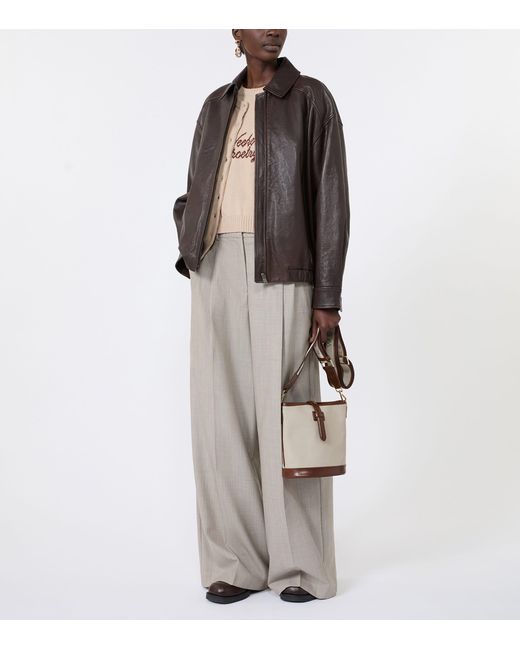 Weekend by Maxmara Gray Virgin Wool Wide-Leg Trousers