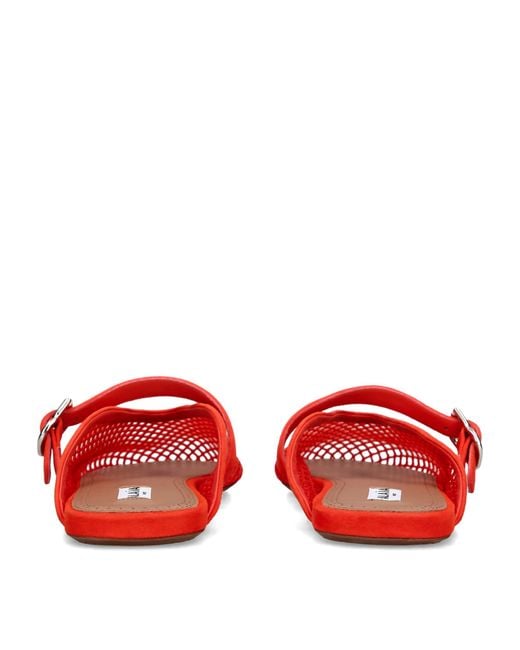 Alaïa Red Suede Fishnet Mules