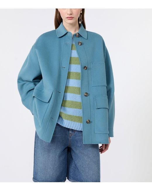 Weekend by Maxmara Blue Wool-Blend Short Coat