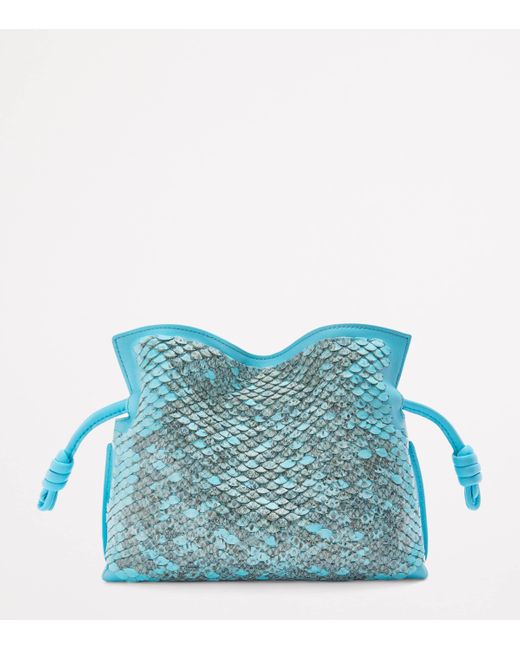 Loewe Blue Mini Snakeskin Scales Flamenco Clutch