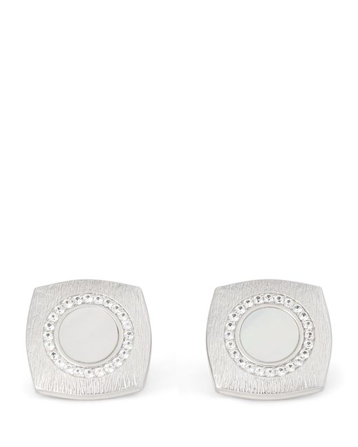 Tateossian White Sterling And Sapphire Graffiato Cufflinks for men