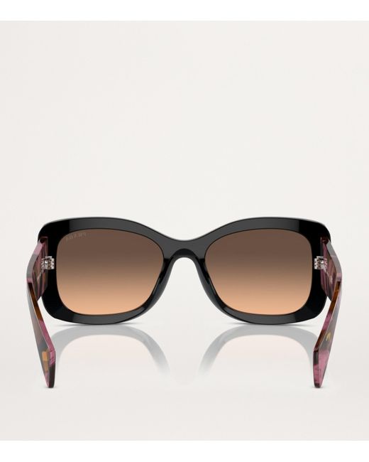 Prada Brown Acetate Geometric Sunglasses