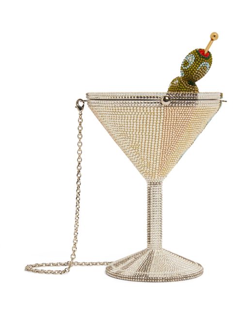 Judith Leiber White Martini Clutch Bag