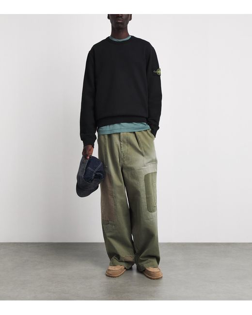 Stone Island Black Cotton Compass Sweatshirt for men