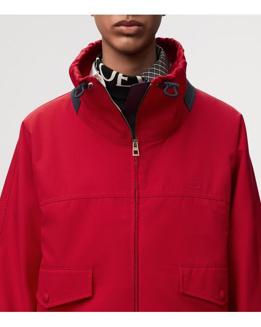 Loewe Red Cotton-Silk Bomber Jacket