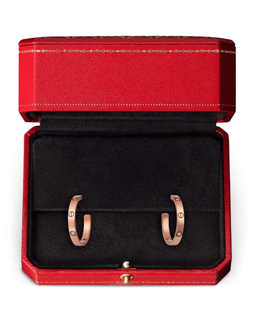 Cartier Metallic And Diamond Love Hoop Earrings