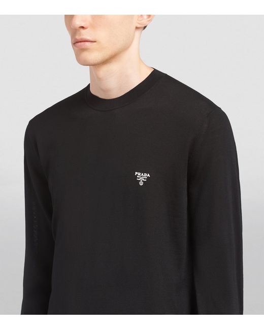 Prada Blue Wool Logo Sweater for men