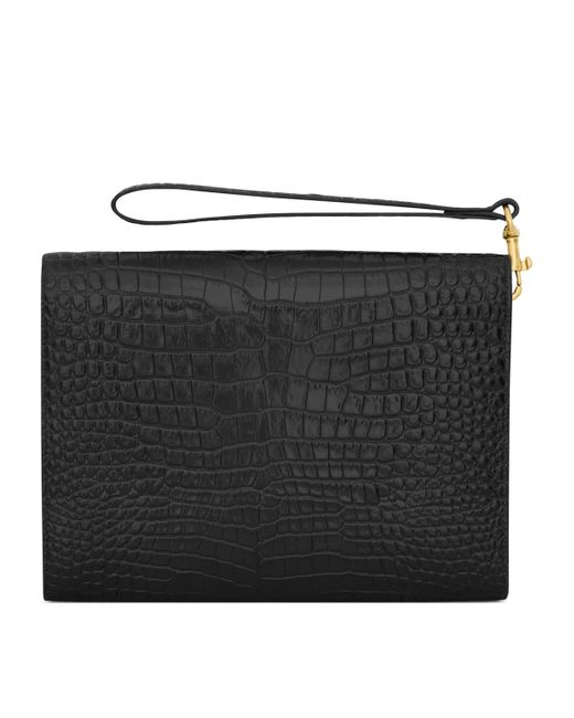 Saint Laurent Black Monogram Envelope Pouch