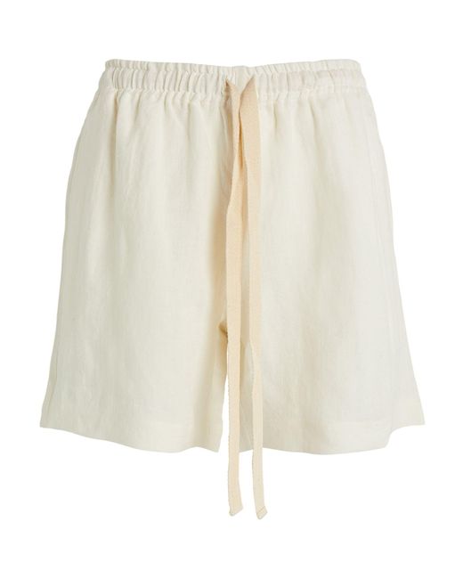 Commas White Linen Shorts for men