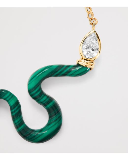 L'Atelier Nawbar Green Large, Diamond And Malachite N*93 Boa Necklace