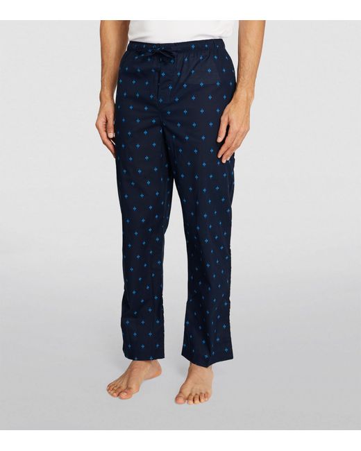 Derek Rose Blue Printed Pyjama Bottoms for men