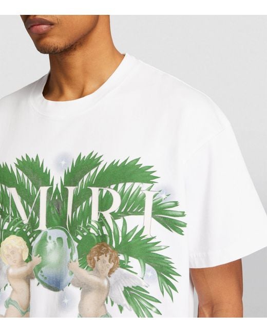 Amiri Green Airbrush Cherub Graphic T-shirt for men