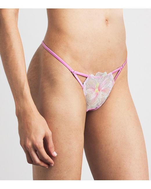 Fleur du Mal Pink Sequin Hibiscus Thong
