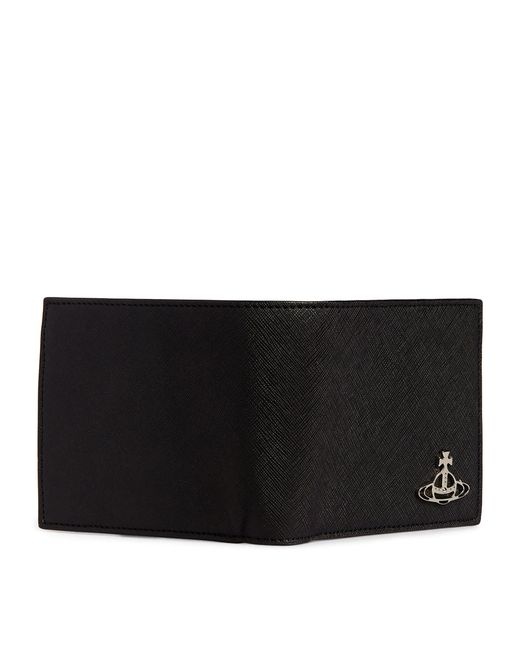 Vivienne Westwood Black Leather Orb Bifold Wallet for men