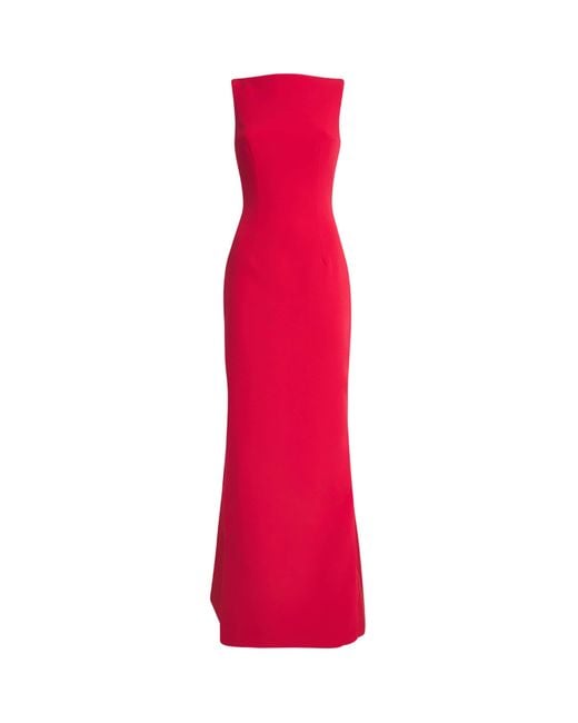 Safiyaa Red Crepe Sloane Gown