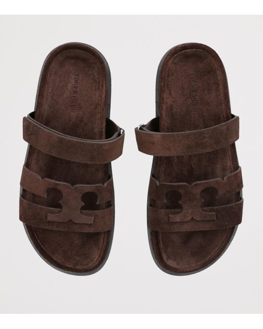 Tory Burch Brown Suede Ines Sport Slides