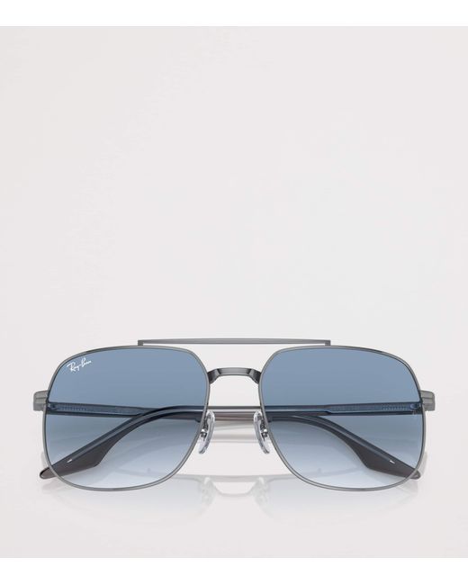 Ray-Ban Blue Metal Square Sunglasses