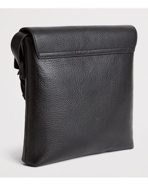 Emporio Armani Black Grained Leather Cross-Body Bag for men