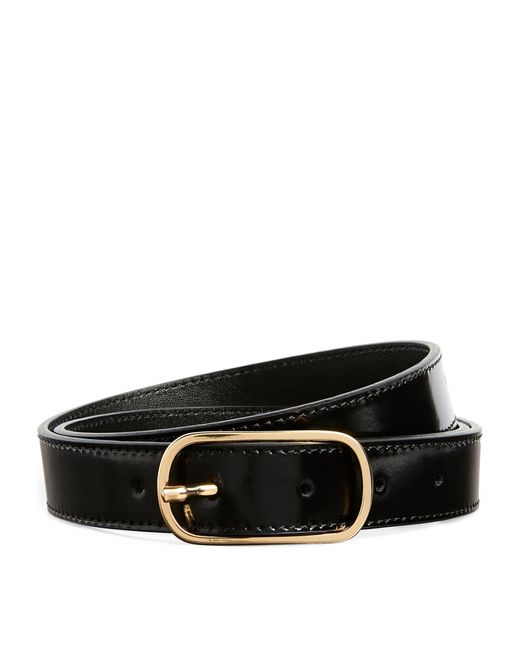 Totême Wide Leather Oval Buckle Belt in Black Lyst