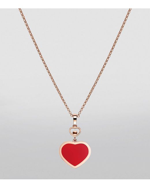 Chopard Metallic Carnelian And Diamond Happy Hearts Pendant
