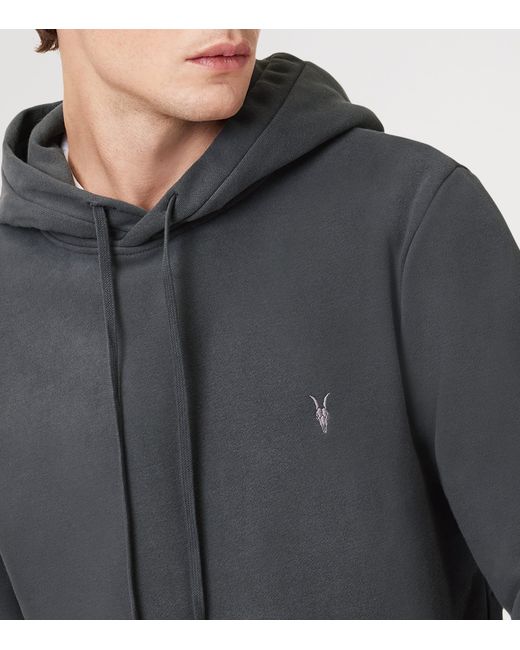 AllSaints Gray Organic Cotton Raven Ramskull Hoodie for men
