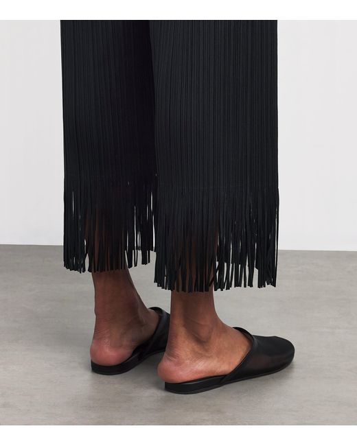 Pleats Please Issey Miyake Black Wave Wide-Leg Trousers