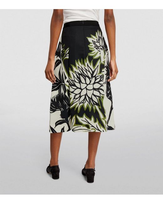 MAX&Co. Black Floral Print Midi Skirt