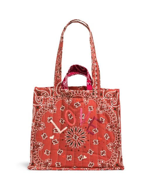 Call it By Your Name Red Medium Quilted Love Tote Bag