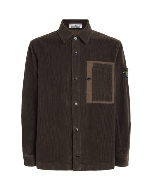 Stone Island Black Organic Corduroy Overshirt for men