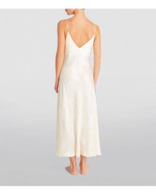 Natori White Silk-blend Jacquard Ines Nightgown