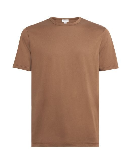 Sunspel Brown Supima Cotton Classic T-Shirt for men