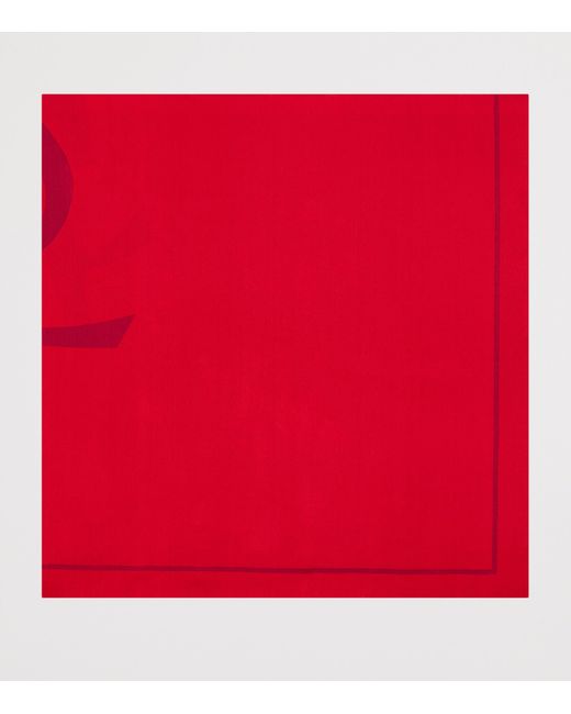 Saint Laurent Red Silk Cassandre Scarf