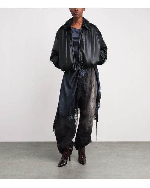 Acne Black Faux Leather Bomber Jacket