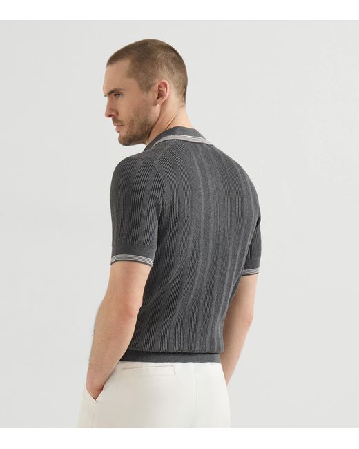 Brunello Cucinelli Gray Cotton Polo Shirt for men