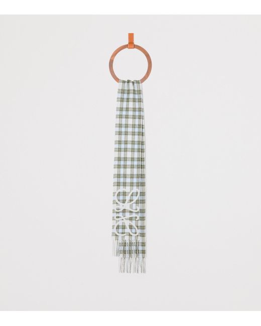 Loewe White Silk-Cashmere Anagram Check Scarf