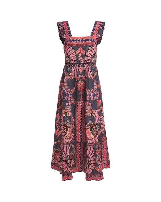 Lug Von Siga Red Linen Sybill Midi Dress