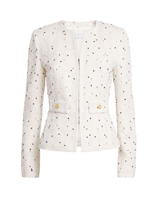Giambattista Valli White Cotton-Blend Polka-Dot Jacket
