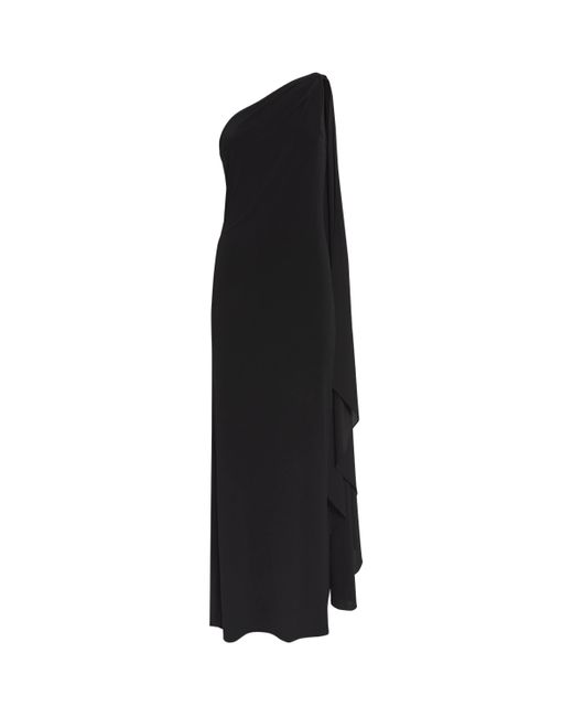 Alice + Olivia Black One-Shoulder Anja Maxi Dress