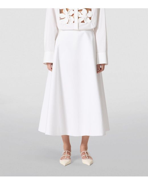 Valentino Garavani White Cotton Midi Skirt