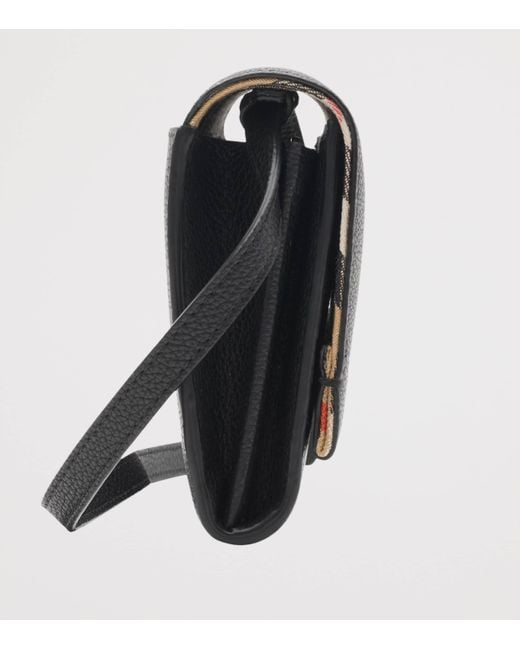 Burberry Black Leather Cotswolds Strap Wallet