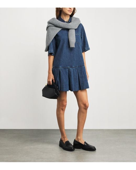 FRAME Blue The Tennis Denim Mini Dress