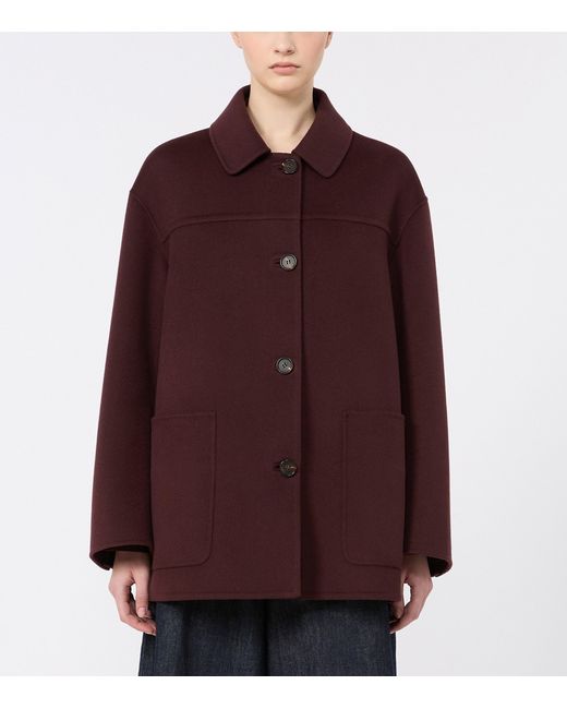 Max Mara Purple Virgin Wool Short Coat