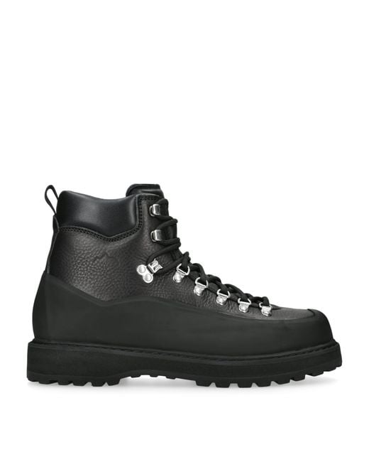 Diemme Black Leather Roccia Vet Gomma Ankle Boots for men