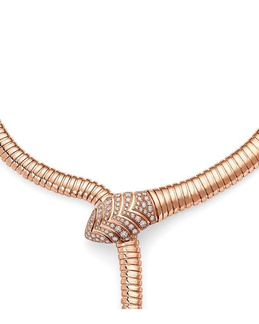 BVLGARI White And Diamond Serpenti Tubogas Necklace