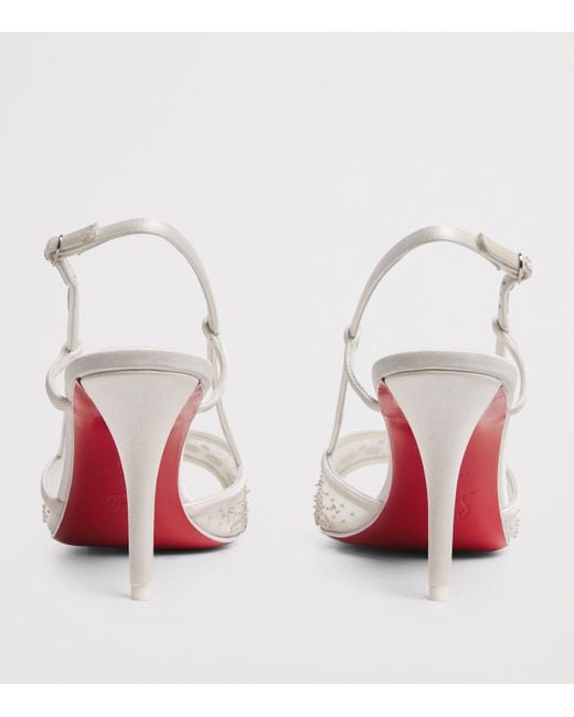 Christian Louboutin White Miss Z Embellished Slingback Sandals 80